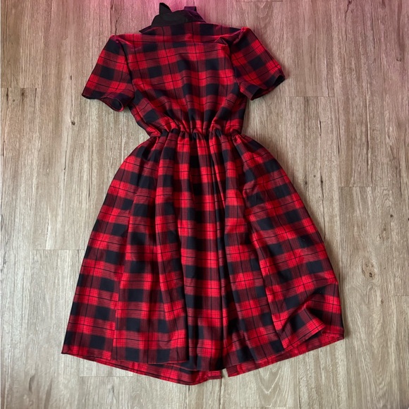 Unique Vintage Red and Black Plaid Midi Dress - Picture 10 of 13